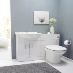 Nuie Saturn Gloss White Round Basin Cloakroom Furniture Pack SAT001 -Household Goods Shop nuie saturn gloss white round basin cloakroom furniture pack sat001 p4540 215822 image