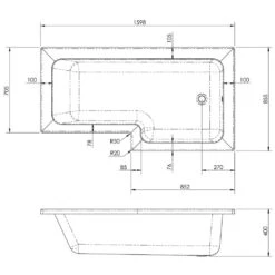 Nuie Square L Shape Single Ended Bath RH 1598x855x705 -Household Goods Shop nuie square l shape single ended bath rh 1598x855x705 p34037 166152 image