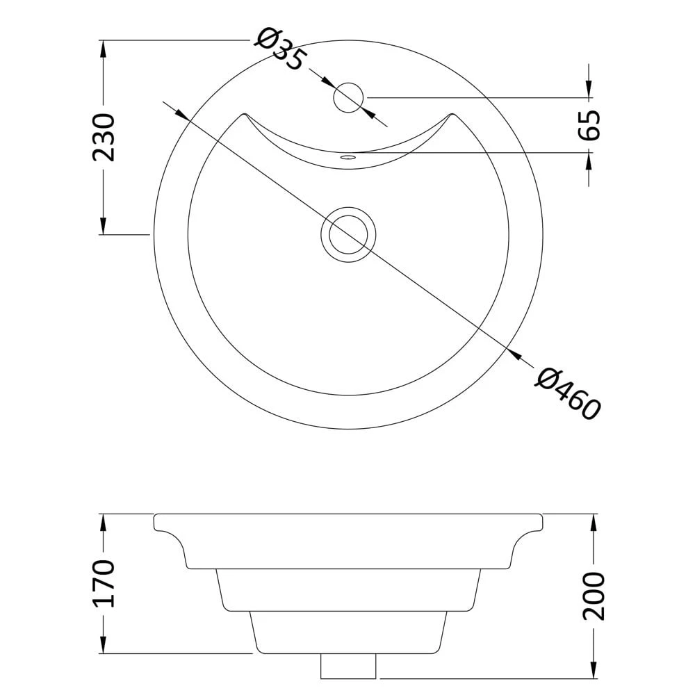 Nuie Vessels 460x460 1th White Round Ceramic Countertop Basin - NBV006 2 Nuie Vessels 460x460 1th White Round Ceramic Countertop Basin - NBV006 - Image 2