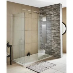 Nuie Wetroom Shower Screen & Chrome Support Bar 760x1850x8mm - WRSC076