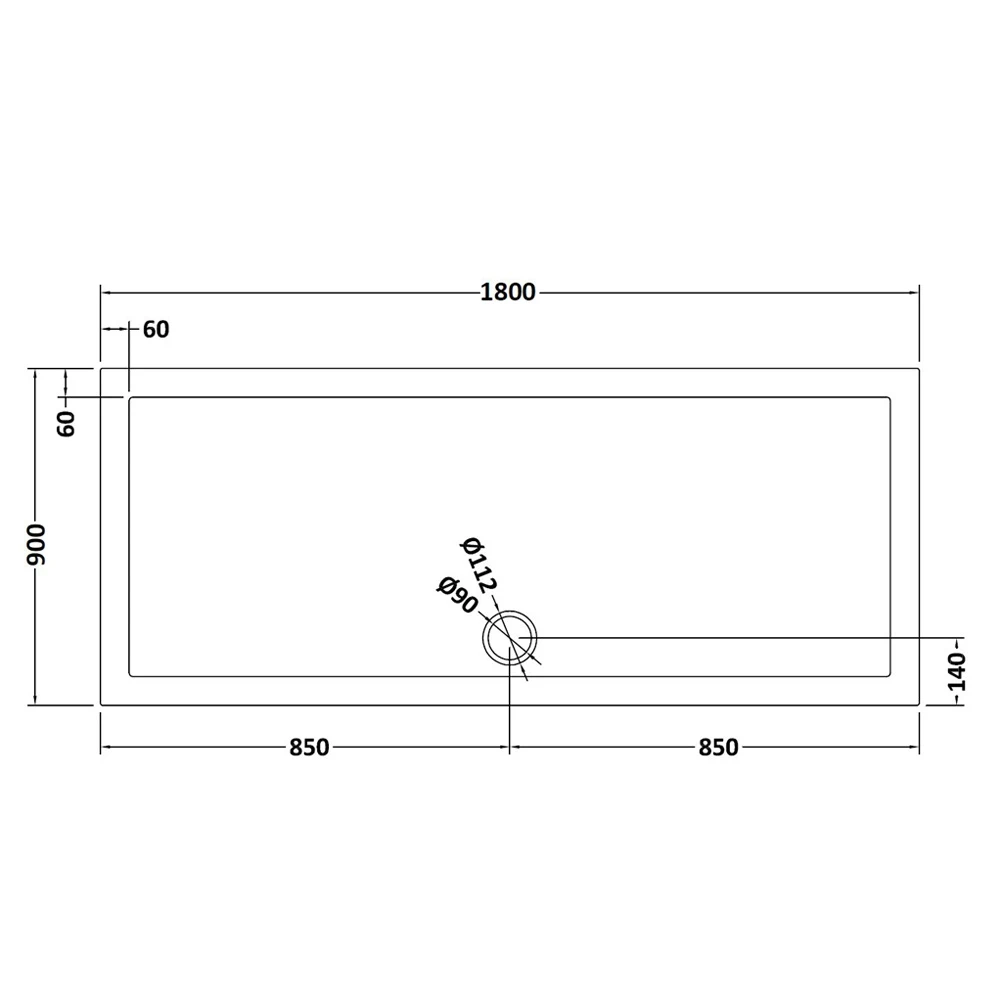 Nuie White Rectangular Shower Tray 1800x900mm - NTP074 2 Nuie White Rectangular Shower Tray 1800x900mm - NTP074 - Image 2