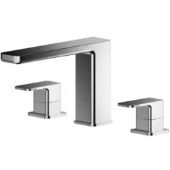 Nuie Windon Chrome Twin Lever Deck Mounted 3 Hole Bath Filler Tap - WIN333