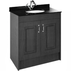 Nuie York Royal Grey 800mm Floor Standin Vanity & Marble Top Basin 1TH - YOR427