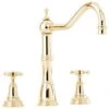 Perrin & Rowe Alsace Cross Handles Gold Kitchen Sink Mixer Tap 4770IG