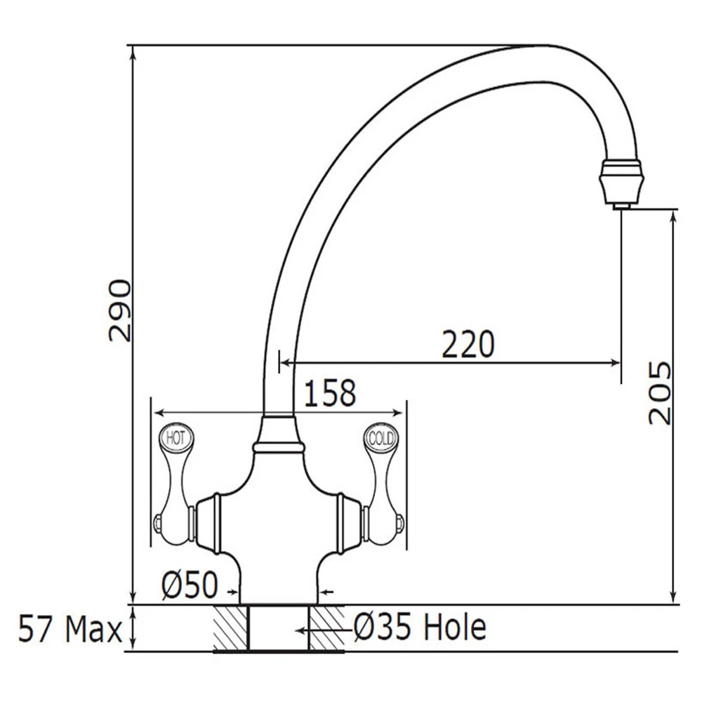 Perrin & Rowe Etruscan Dual Lever Chrome Kitchen Sink Mixer Tap - 4320CP 3 Perrin & Rowe Etruscan Dual Lever Chrome Kitchen Sink Mixer Tap - 4320CP - Image 3