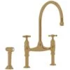 Perrin & Rowe Ionian Aged Brass Kitchen Sink Bridge Tap & Rinse - 4172AB