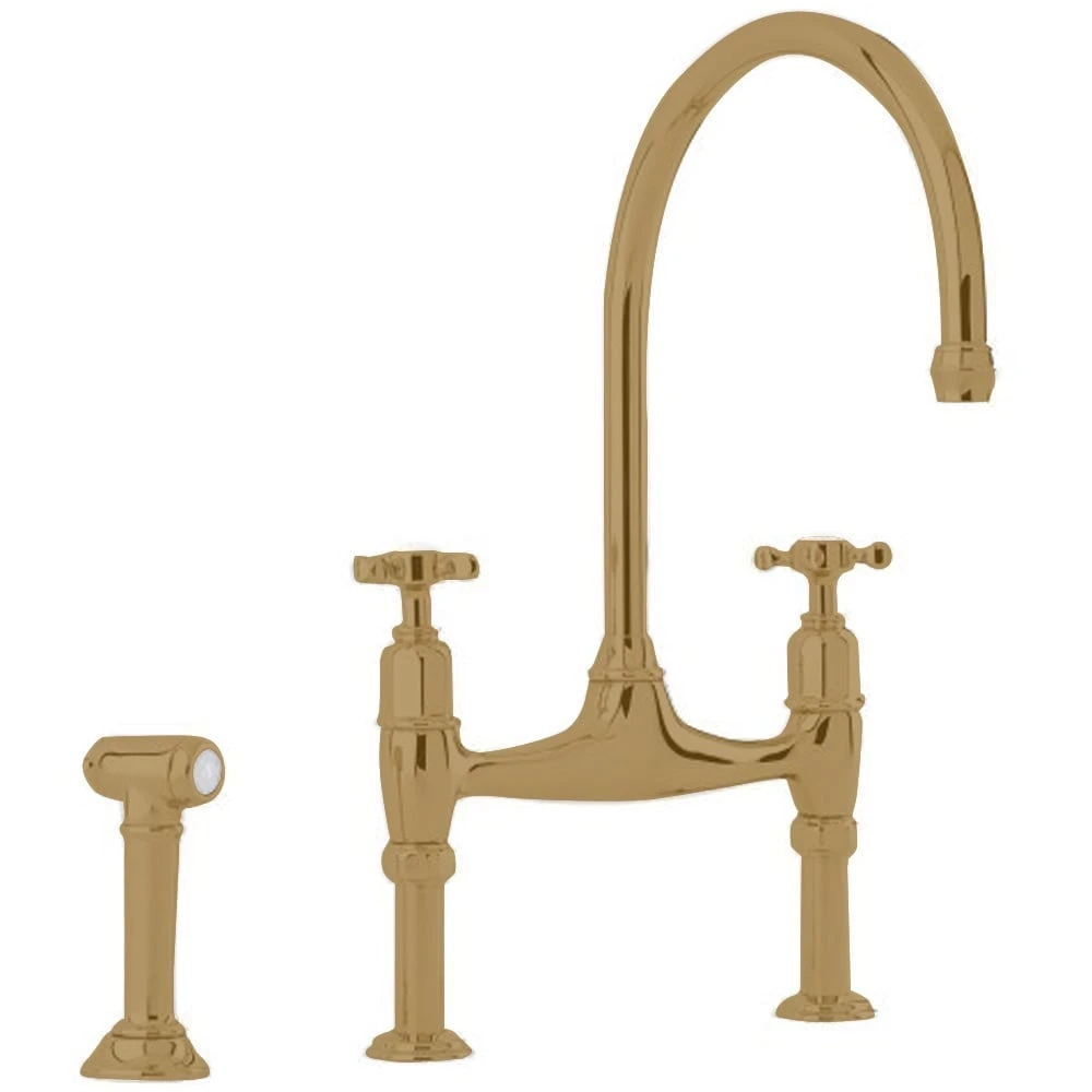 Perrin & Rowe Ionian Aged Brass Kitchen Sink Bridge Tap & Rinse - 4172AB 1 Perrin & Rowe Ionian Aged Brass Kitchen Sink Bridge Tap & Rinse - 4172AB