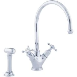 Perrin & Rowe Minoan Cross Handle Chrome Sink Mixer Tap & Rinse 4365CP