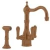 Perrin & Rowe Picardie Triple Lever Bronze Sink Filter Tap & Rinse 1575BZ