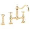 Perrin & Rowe Provence Cross Handle Gold Kitchen Sink Bridge Tap & Rinse 4755IG