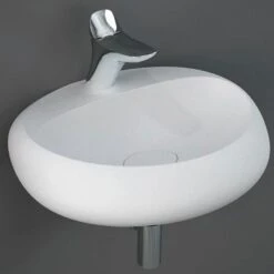 RAK Cloud Matt 550x425 1th White Oval Wall Hung Basin CLOWB5501500A