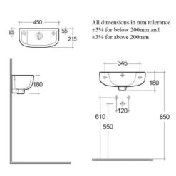 RAK Compact 450x215 1th Alpine White Cloakroom Basin - COMSLWB1RH -Household Goods Shop rak compact 450x215 1th alpine white cloakroom basin comslwb1rh p41146 202818 image