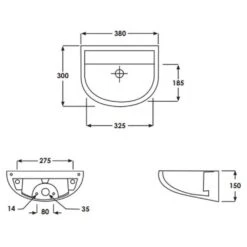 RAK Compact Special Needs White Horizontal Outlet Cloakroom Basin - COM38BASSNHO -Household Goods Shop rak compact special needs white horizontal outlet cloakroom basin com38bassnho p41156 202841 image