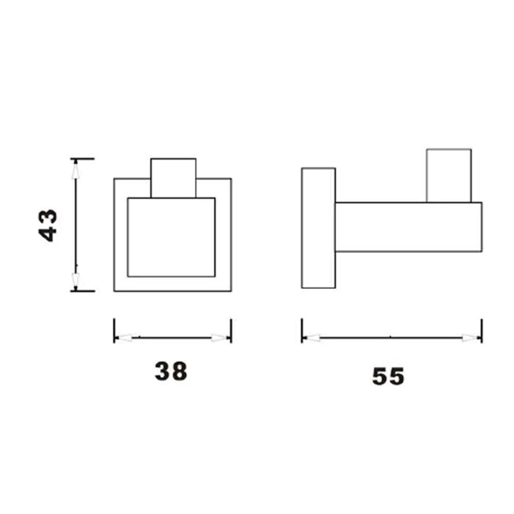 RAK Cubis Silver Wall Mounted Robe Hook - RAKCUB9909 2 RAK Cubis Silver Wall Mounted Robe Hook - RAKCUB9909 - Image 2