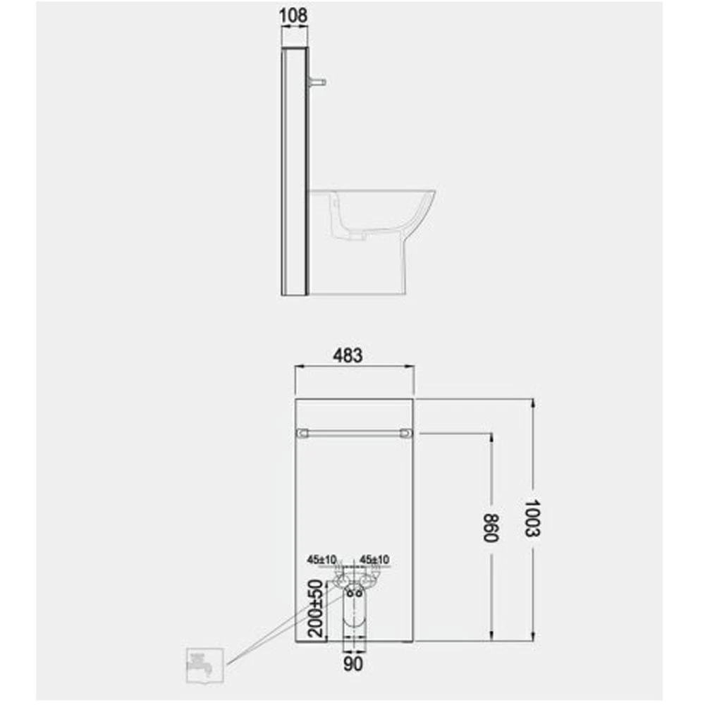 RAK Ecofix White Cabinet Cistern For Back To Wall Bidet - FS12RAKCAB01 2 RAK Ecofix White Cabinet Cistern For Back To Wall Bidet - FS12RAKCAB01 - Image 2