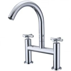 RAK Ella Chrome Deck Mounted Dual Cross Handle Bath Filler Tap - RAKELL3004