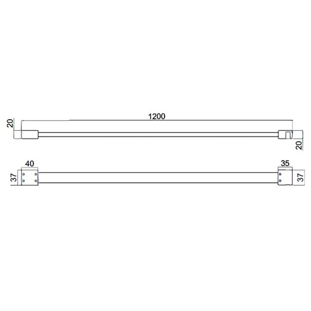 RAK Feeling Chrome Shower Bracing Support Bar 1200mm - RAKFBB100 2 RAK Feeling Chrome Shower Bracing Support Bar 1200mm - RAKFBB100 - Image 2