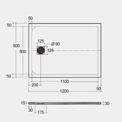 RAK Feeling Solid Black Rectangular Shower Tray 1200mmx900mm - RFST090120S504 5 RAK Feeling Solid Black Rectangular Shower Tray 1200mmx900mm - RFST090120S504 -Household Goods Shop rak feeling solid black rectangular shower tray 1200mmx900mm rfst090120s504 p40082 197640 image