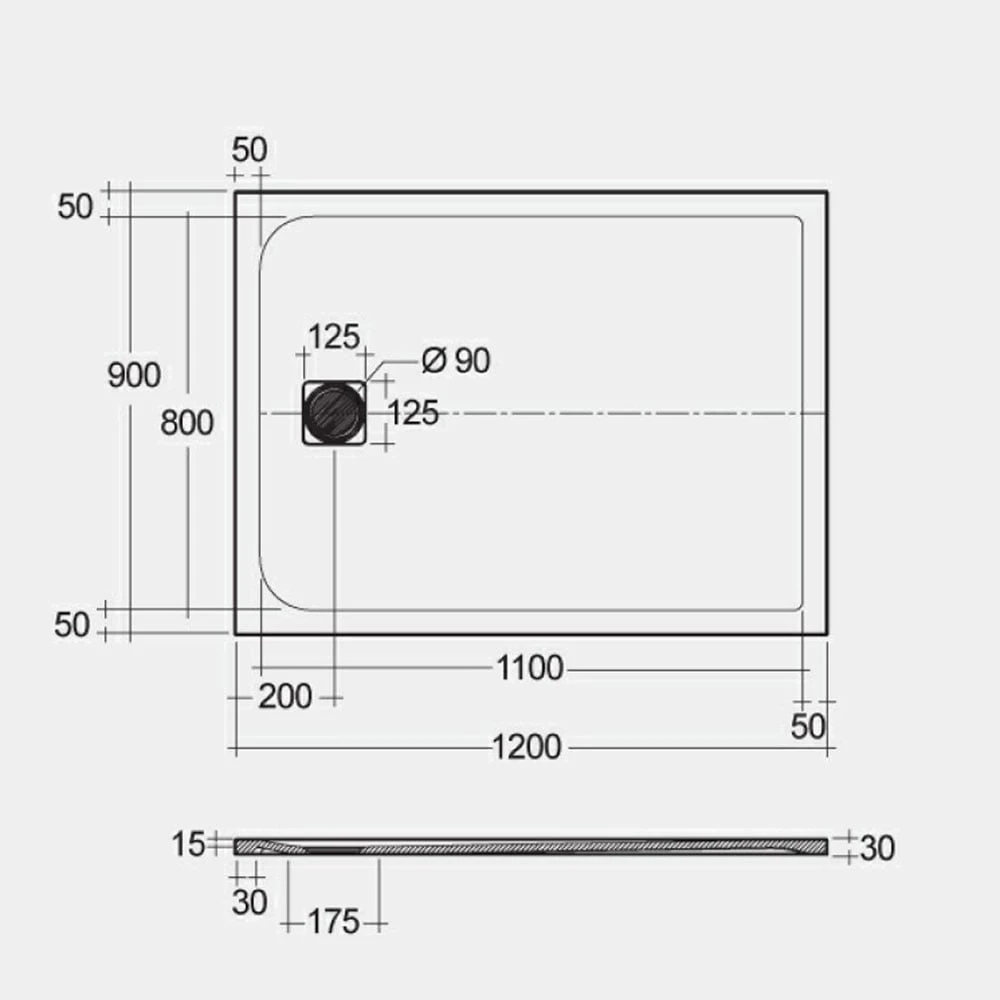 RAK Feeling Solid Black Rectangular Shower Tray 1200mmx900mm - RFST090120S504 3 RAK Feeling Solid Black Rectangular Shower Tray 1200mmx900mm - RFST090120S504 - Image 3