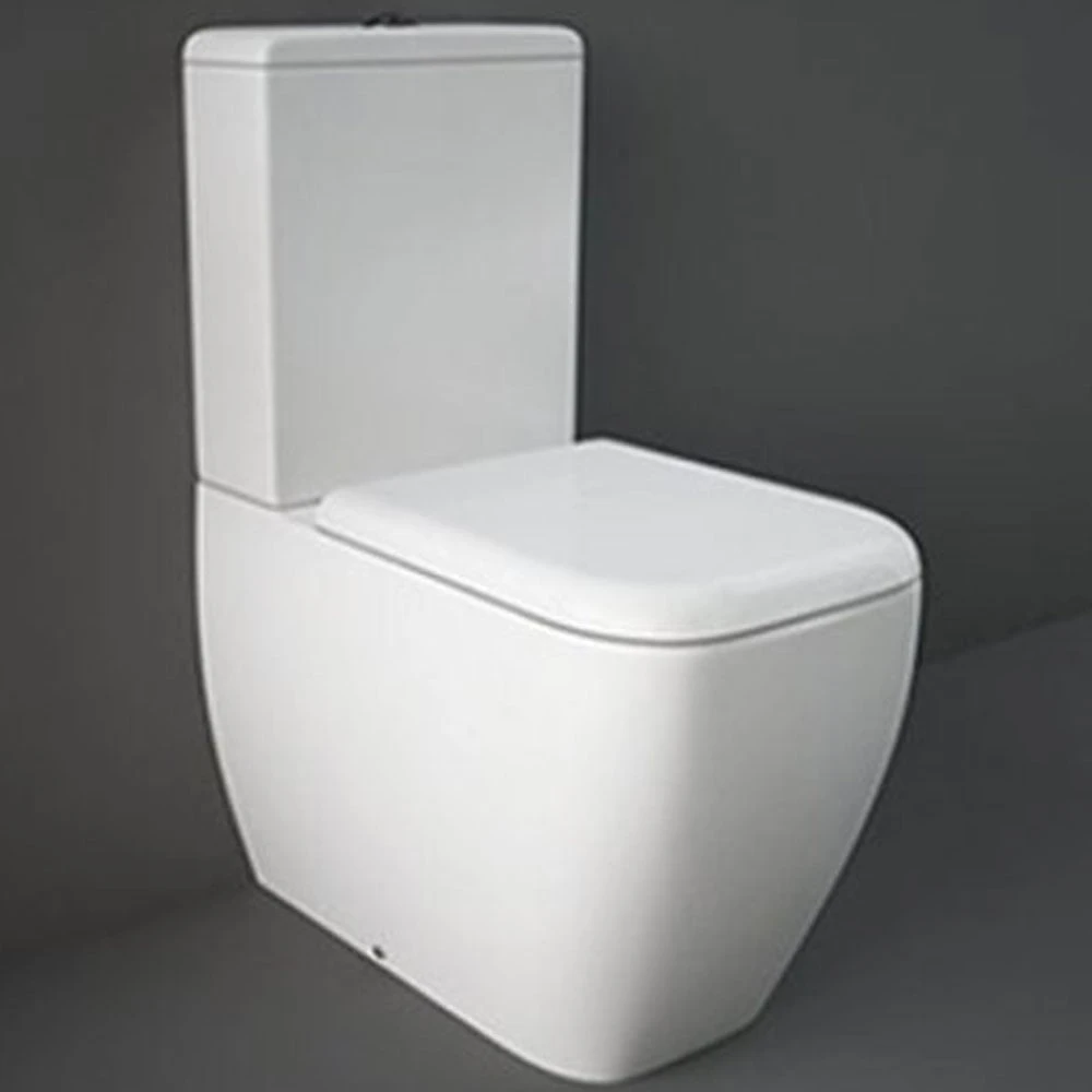 RAK Metropolitan White Rimless Close Coupled Toilet Pan, Cistern & Urea Seat 1 RAK Metropolitan White Rimless Close Coupled Toilet Pan, Cistern & Urea Seat