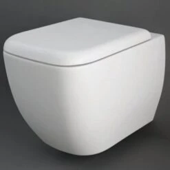 RAK Metropolitan White Rimless Wall Hung Toilet Pan & Urea Seat - METRIMWHPAN/SC