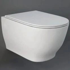 RAK Moon White Rimless Wall Hung Toilet Pan & Soft Close Seat -HARWHPAN-HF/SC