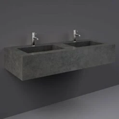 RAK Precious 1230x470 2th Behind Grey Wall Hung Wash Basin - PRECT12347104A