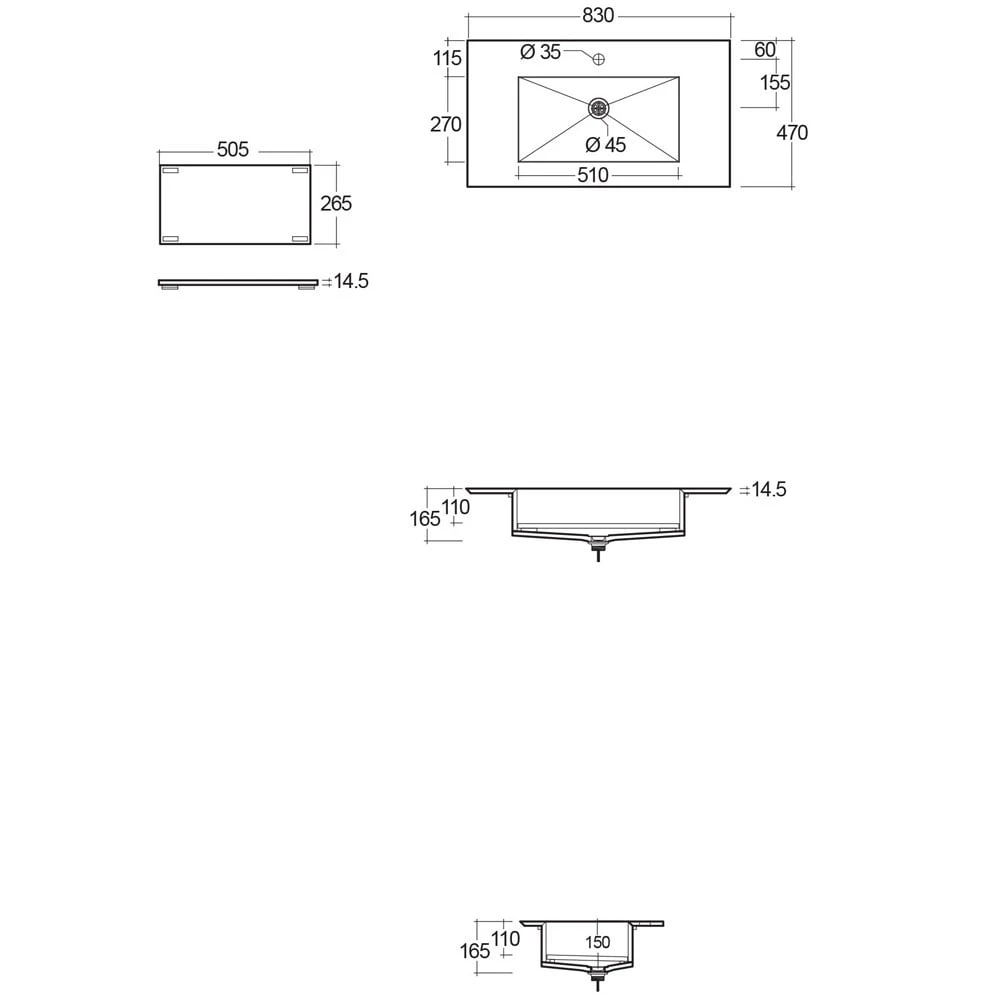 RAK Precious 830x470 1th Behind Grey Drop-In Wash Basin - PREOC08347104A 2 RAK Precious 830x470 1th Behind Grey Drop-In Wash Basin - PREOC08347104A - Image 2