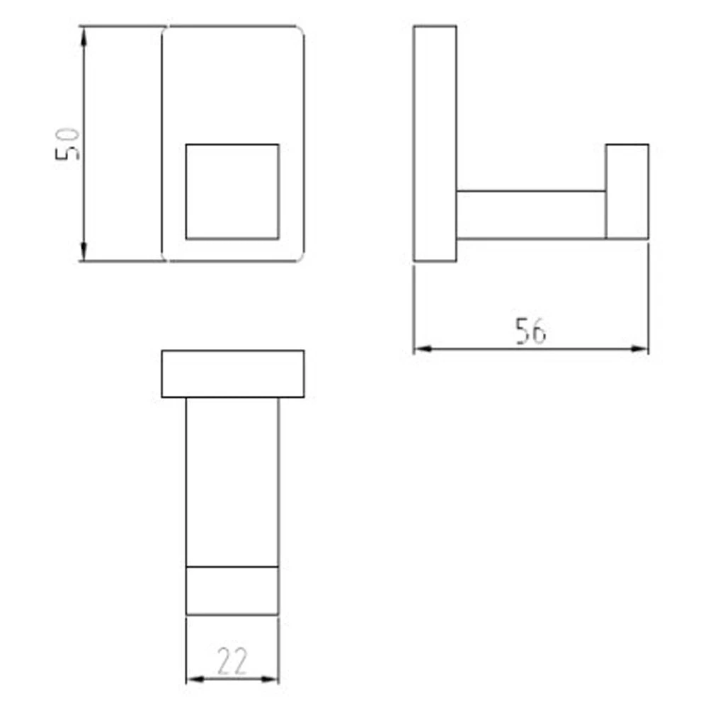 RAK Resort Chrome Robe Hook With Back Plate - RAKC17153 2 RAK Resort Chrome Robe Hook With Back Plate - RAKC17153 - Image 2