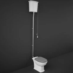 RAK Washington White High Level Toilet Pan, Cistern & Seat - WASPAKHL503