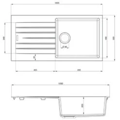 Rangemaster Andesite 1.0 Bowl Ash Black Granite Kitchen Sink & Waste -Household Goods Shop rangemaster andesite 1 0 bowl ash black granite kitchen sink waste p36810 179639 image