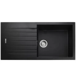 Rangemaster Andesite 1.0 Bowl Ash Black Granite Kitchen Sink & Waste