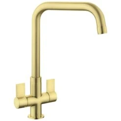 Rangemaster Aquaquad Brushed Brass Dual Lever Kitchen Sink Mixer Tap TAQ2BB/