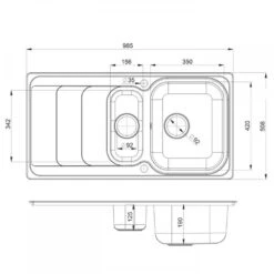 Rangemaster Houston 1.5 Bowl Brushed Stainless Steel Kitchen Sink & Waste -Household Goods Shop rangemaster houston 1 5 bowl brushed stainless steel kitchen sink waste p26491 179001 image