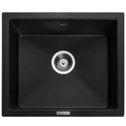 Rangemaster Paragon 1.0 Bowl Granite Ash Black Undermount Kitchen Sink & Waste