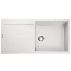 Rangemaster Scoria 1.0 Bowl Granite Crystal White Kitchen Sink & Waste