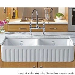 Shaws Ribchester 800 2.0 Bowl Biscuit Ceramic Belfast Kitchen Sink RIBCHESTER800BI -Household Goods Shop shaws ribchester 800 2 0 bowl biscuit ceramic belfast kitchen sink ribchester800bi p9862 177762 image