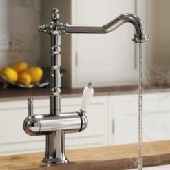 Vibrance Twin Lever Chrome Wisteria 4 In 1 Instant Hot Water Kitchen Tap