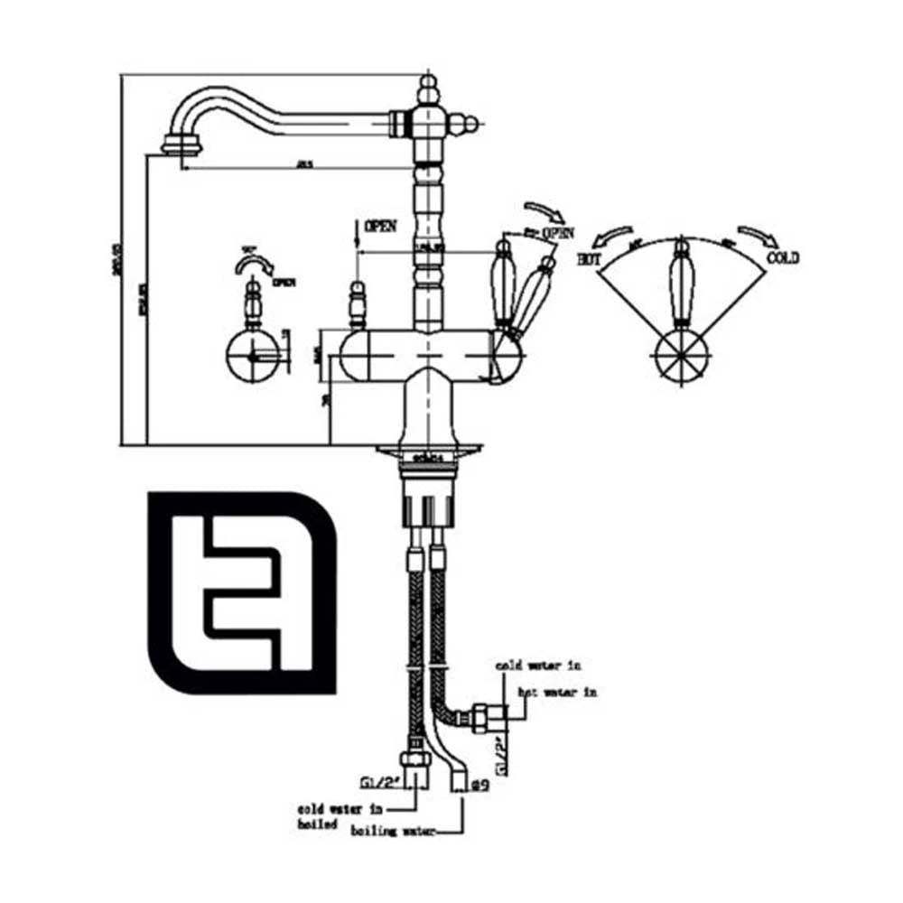 Vibrance Twin Lever Chrome Wisteria 4 In 1 Instant Hot Water Kitchen Tap 3 Vibrance Twin Lever Chrome Wisteria 4 In 1 Instant Hot Water Kitchen Tap - Image 3