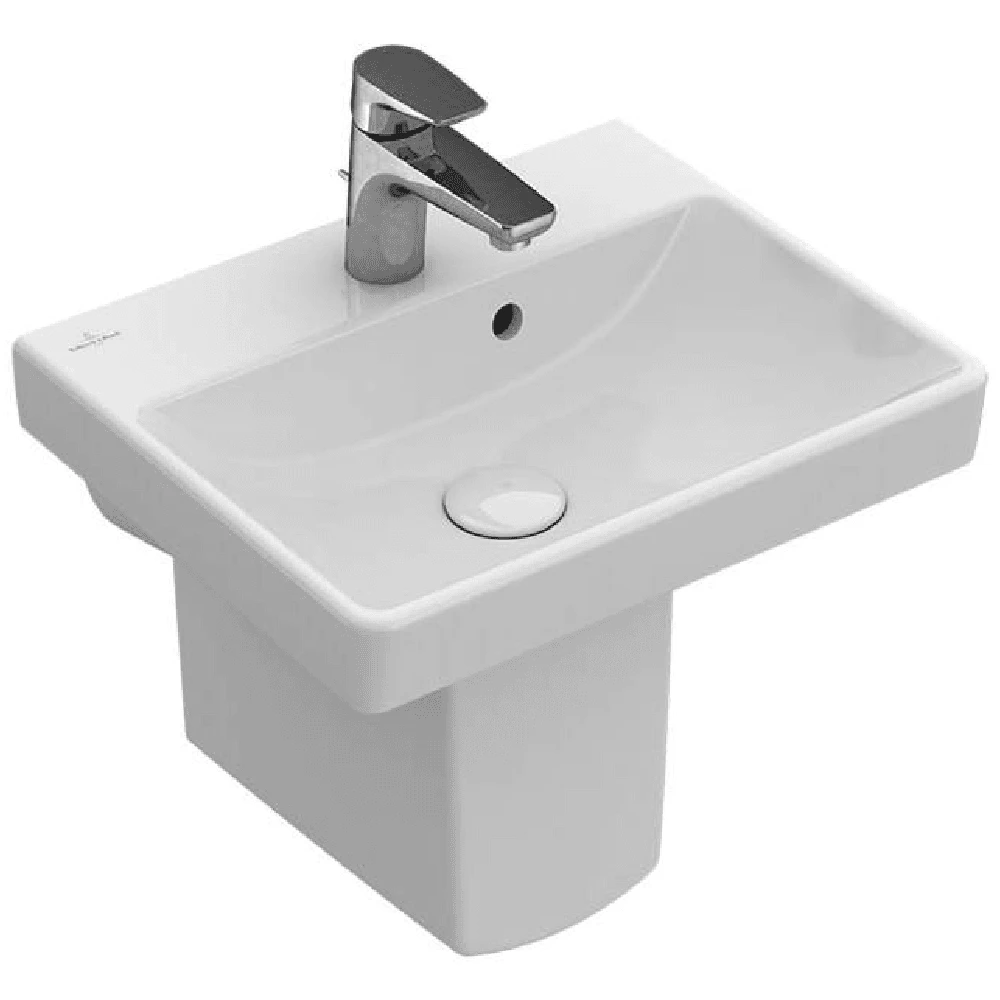 Villeroy & Boch Avento 450x370 1th White Basin & Semi Pedestal 1 Villeroy & Boch Avento 450x370 1th White Basin & Semi Pedestal