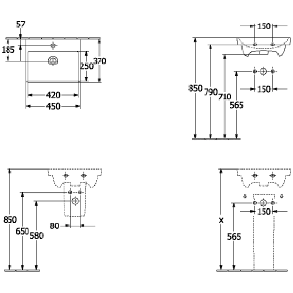 Villeroy & Boch Avento 450x370 1th White Basin & Semi Pedestal 4 Villeroy & Boch Avento 450x370 1th White Basin & Semi Pedestal - Image 4
