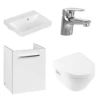Villeroy & Boch Avento Crystal White 450 Wall Hung Vanity Unit, Basin & Onovo Chrome Mini Mixer With Wall Hung Toilet Combi Pack