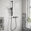 Villeroy & Boch Matt Black Thermostatic Round Exposed Shower Mixer Set