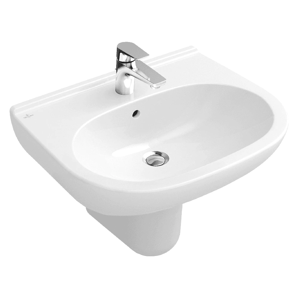 Villeroy & Boch O.novo 450x350 1th White Basin & Semi Pedestal 1 Villeroy & Boch O.novo 450x350 1th White Basin & Semi Pedestal