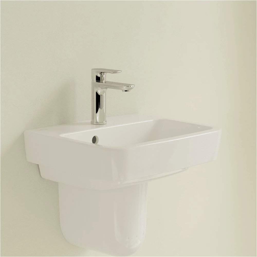 Villeroy & Boch O.novo 450x370 1th White Basin & Semi Pedestal 1 Villeroy & Boch O.novo 450x370 1th White Basin & Semi Pedestal