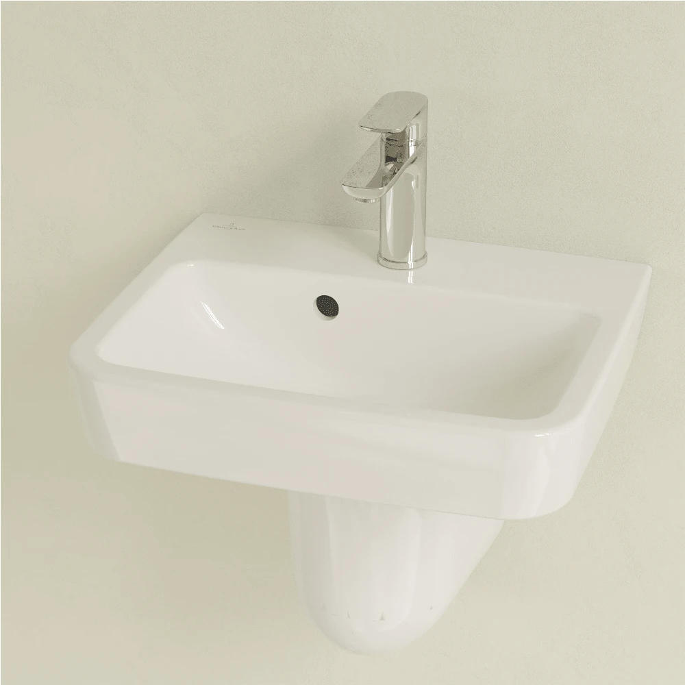 Villeroy & Boch O.novo 450x370 1th White Basin & Semi Pedestal 3 Villeroy & Boch O.novo 450x370 1th White Basin & Semi Pedestal - Image 3