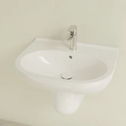 Villeroy & Boch O.novo 600x490 1th White Basin & Semi Pedestal -Household Goods Shop villeroy boch o novo 600x490 1th white basin semi pedestal p66014 285168 image