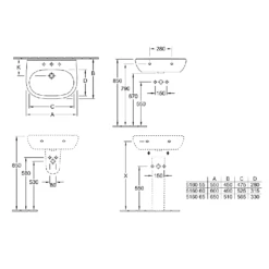 Villeroy & Boch O.novo 600x490 1th White Basin & Semi Pedestal -Household Goods Shop villeroy boch o novo 600x490 1th white basin semi pedestal p66014 285172 image
