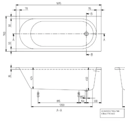 Villeroy & Boch O.novo Solo Alpin, Rectangular Bath & Legs 1700x700mm -Household Goods Shop villeroy boch o novo solo alpin rectangular bath legs 1700x700mm p66305 286081 image